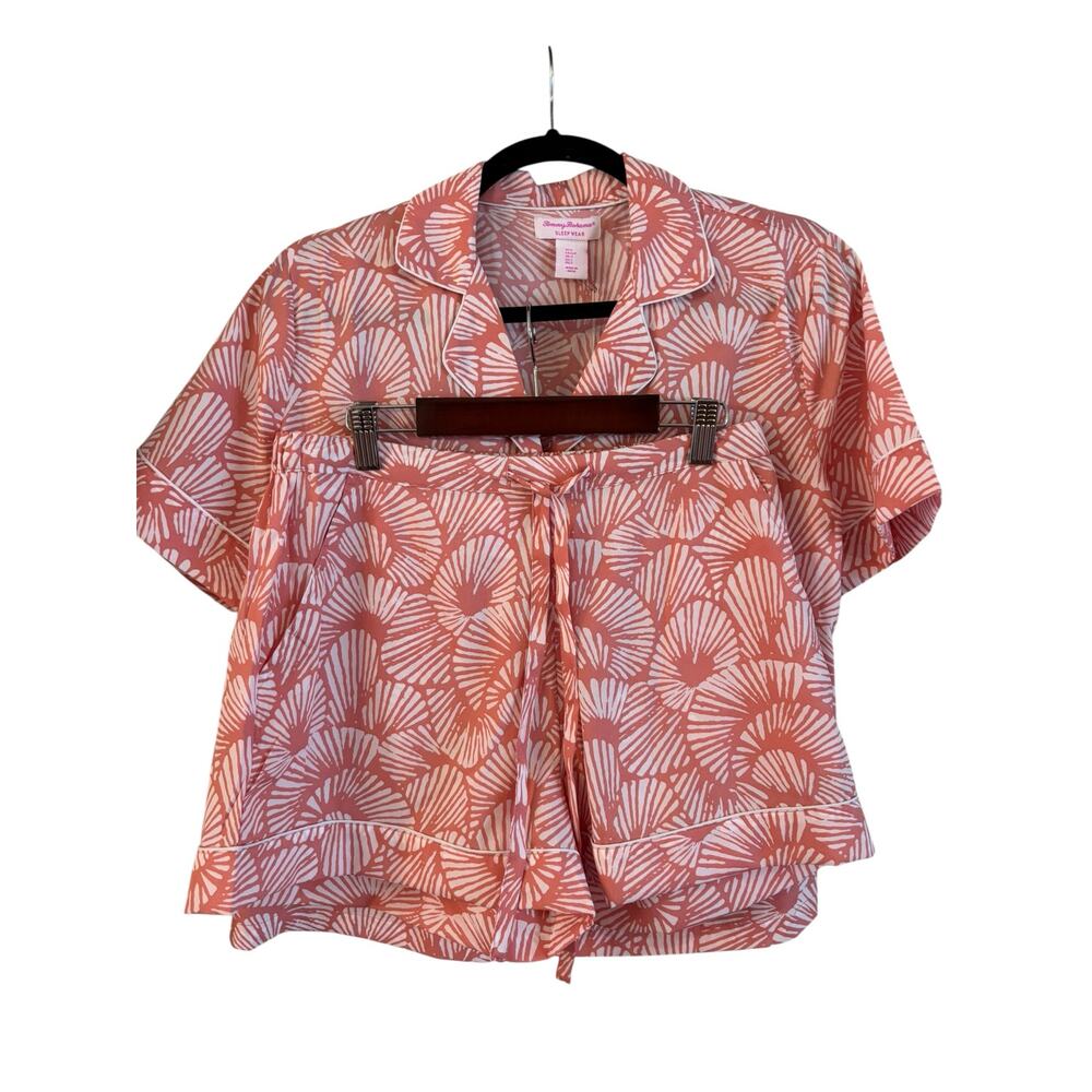 Tommy Bahama Pajama Set Women Small Beachy Print Button Shirt Shorts Coastal NWT